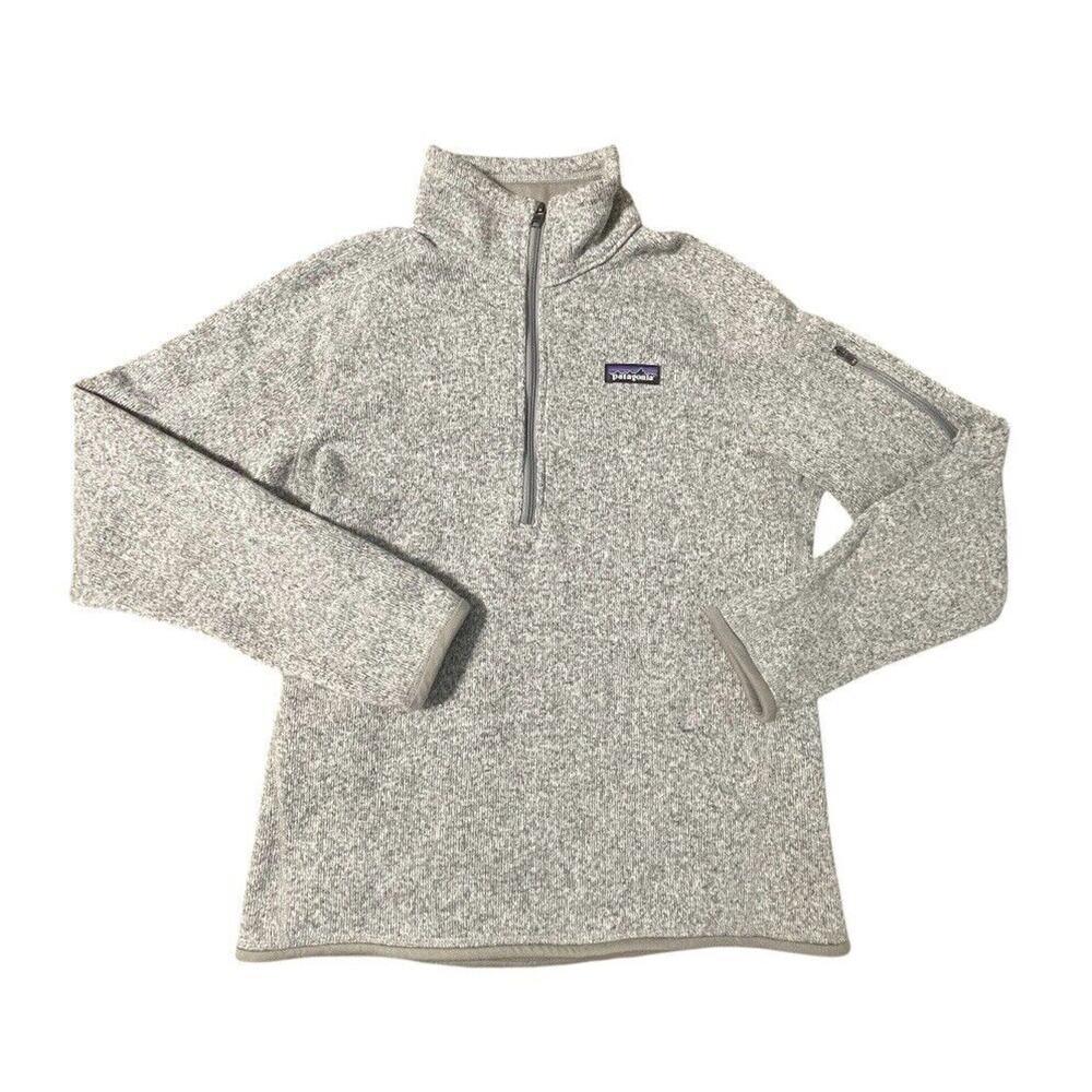 Patagonia Better Sweater 1/4 Zip Pullover Fleece Jacket Logo Gray Medium Women